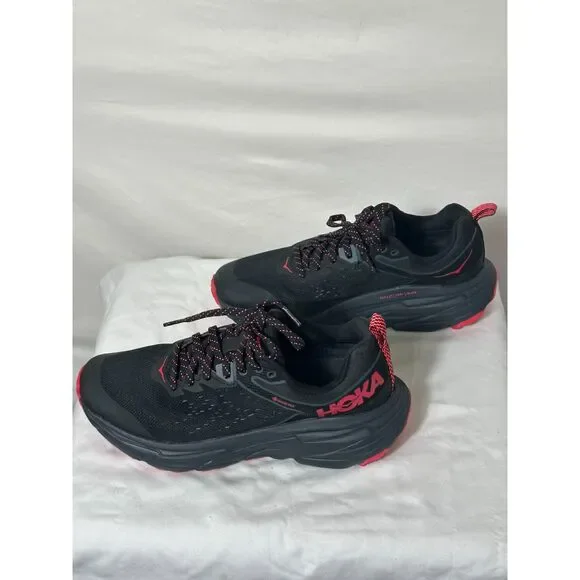 Hoka One One Challenger ATR 6 GTX Women's Size 8 Black Red Running Sneakers - Picture 2 of 8